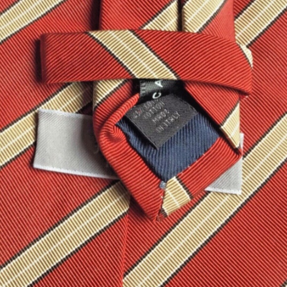 Altea nice red colour striped all Silk & cotton tie .Made in Italy 🇮🇹 - Picture 3 of 7